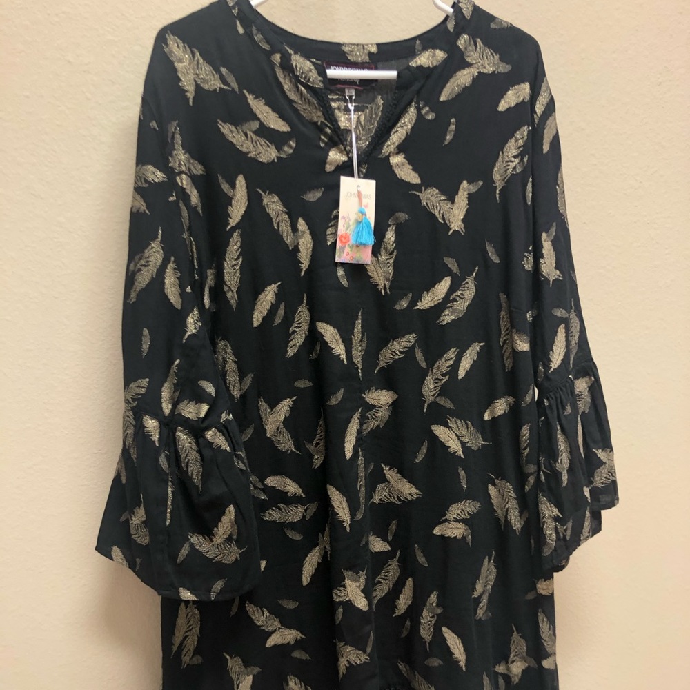 Johnny Was tunic, black with gold leaves.